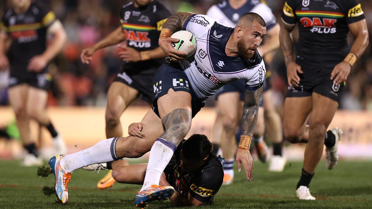 Nelson Asofa-Solomona led the charge for the Storm. Picture: Cameron Spencer/Getty Images