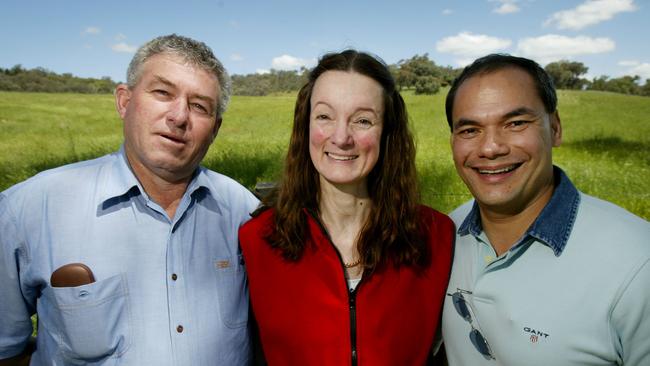 Amanda Duncan-Strelec, pictured with husband David Strelec, left, and Tom Tate in 2005, when they were joint investors in a land development at Lavington.