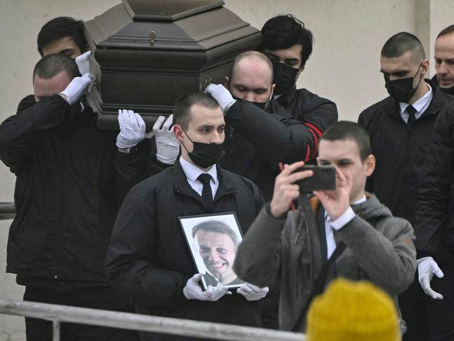 The coffin of late Russian opposition leader Alexei Navalny. Picture: AFP