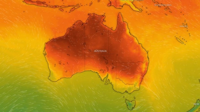 Australia is set for a scorcher on Sunday as records fall for NRL Grand Final day. Picture: Windy