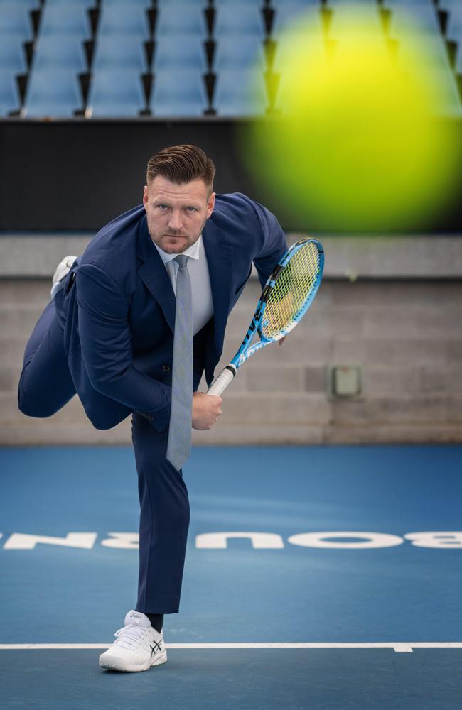 Groth played Roger Federer at Wimbledon in 2015. Picture: Tony Gough