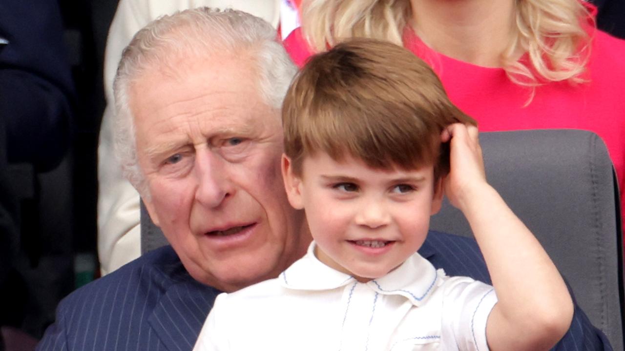 Prince Louis watches the Platinum Jubilee Pageant with his grandfather last June. Picture: Chris Jackson/Getty Images