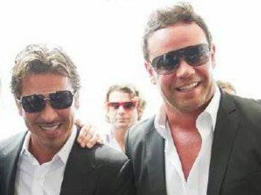 Ryan Watsford (R) with John Ibrahim (centre) at Andrew Mower's wedding November 2013. Source: Facebook