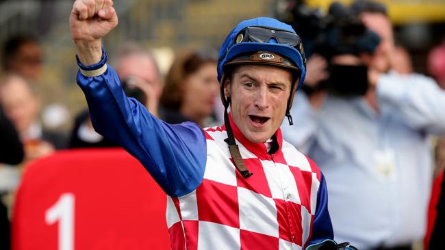 Blake Shinn celebrates.