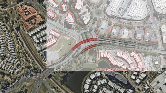 Solving traffic congestion at Robina. A transport plan showing a bypass road to avoid motorists having to use a roundabout.