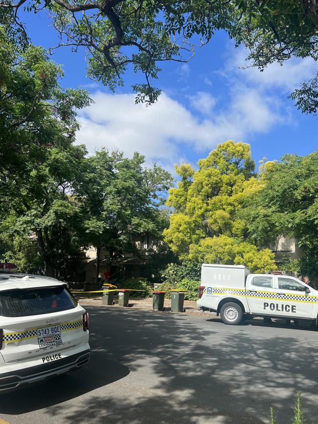 Police are at the scene of a stabbing that took place on Edward St at Norwood. Picture: Julia Polymeneas