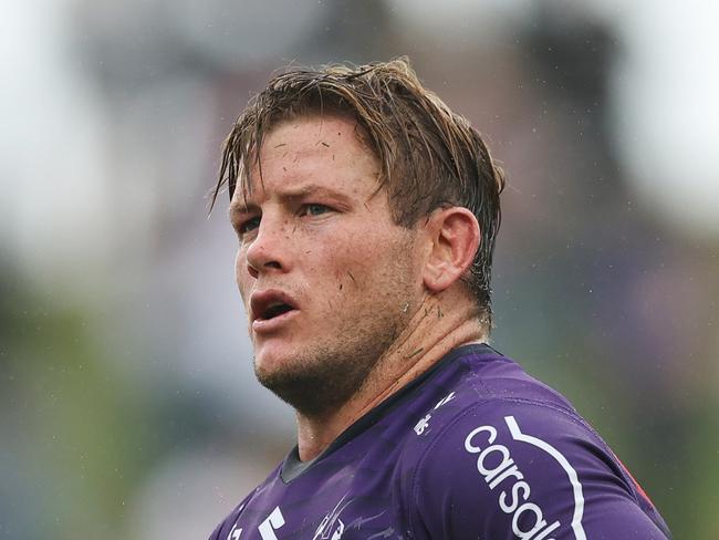 SYDNEY, AUSTRALIA - MARCH 29: Harry Grant of the Storm looks on during the round four NRL match between St George Illawarra Dragons and Melbourne Storm at Netstrata Jubilee Stadium, on March 29, 2025, in Sydney, Australia. (Photo by Mark Metcalfe/Getty Images)