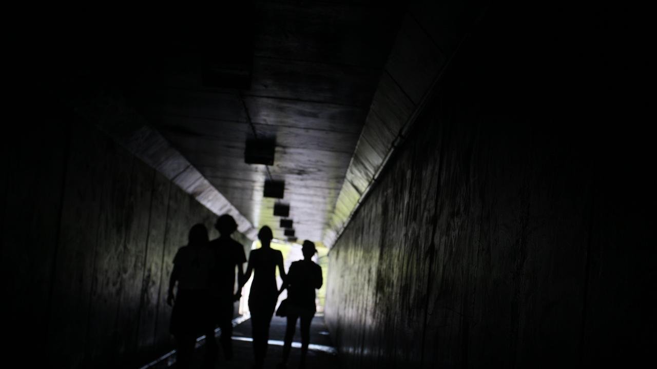 Teenagers in underpass tunnel.Photo Nicholas Falconer / Sunshine Coast Daily