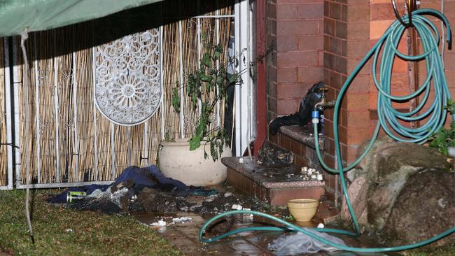 Police established a crime scene after an explosive device ignited in the face of a woman in Canterbury. Pics Bill Hearne