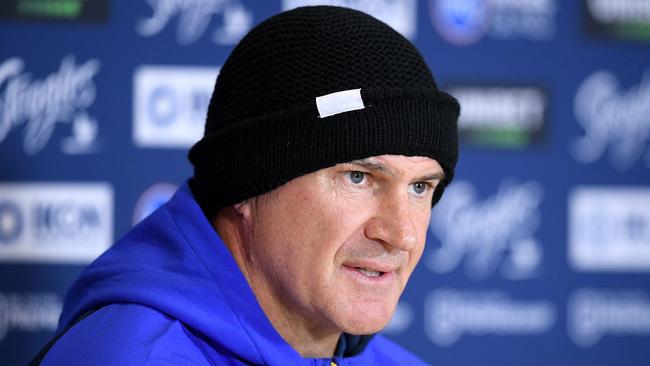 Eels coach Brad Arthur speaks during a press conference following the Round 6 NRL match between the Sydney Roosters and the Parramatta Eels at Bankwest Stadium in Sydney, Saturday, June 20, 2020. (AAP Image/Dan Himbrechts) NO ARCHIVING, EDITORIAL USE ONLY