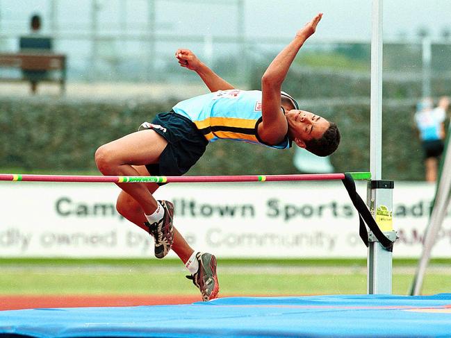 Jarryd Hayne competes as a 14-year-old in athletics. Picture: Robert Pozo