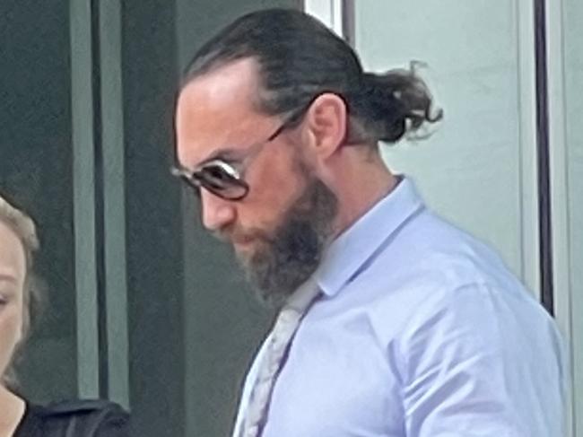 Michael Blodorn, 40, of Narara, arriving at Gosford Local Court where he was found guilty to supplying cocaine, cannabis and dealing with the proceeds of crime. Picture: NewsLocal