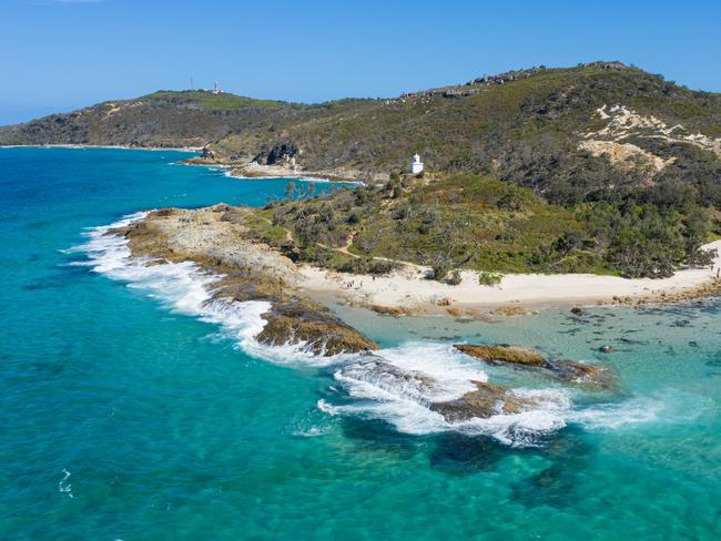 Aerial of campaing ground and beach on the northern end of the island, North point, Moreton Island, QLDcredit: Keiran Luskescapecruise deals14 march 2021