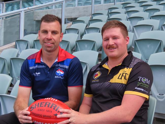 South Launceston coach Jack Maher and Longford coach Mitch Stagg. Picture: Jon Tuxworth