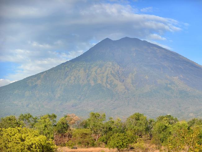 A general view shows Mount Agung from Karangasem on the Indonesian resort island of Bali. Picture: AFP