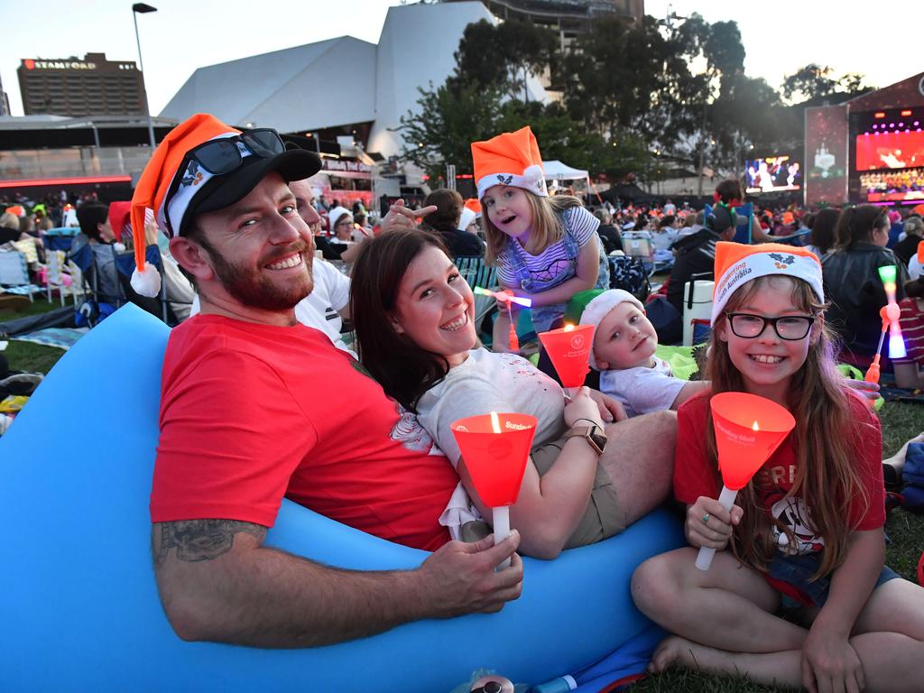 Blake Hancock and Jessica Lloyd with Amara-Lee, Dominic and Charlotte. Picture: AAP / Keryn Stevens