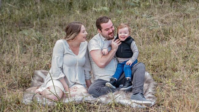 Kalina Ewings and Dan Sauerbier with son Hudson. The birth of Hudson brought much joy to their entire family after the death of Kalina's brother in the same year. Picture: Nambucca Birth Photographer Doula