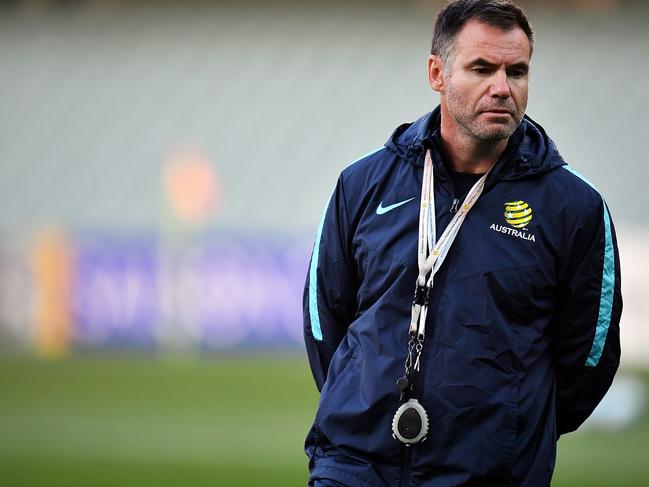 ADELAIDE, AUSTRALIA - JUNE 07: Ante Milicic, assistant coach of Australia looks on during the Australian Socceroos training session at the Adelaide Oval on June 7, 2017 in Adelaide, Australia.  (Photo by Daniel Kalisz/Getty Images)