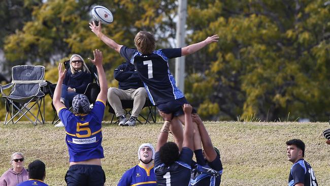 SJRU's Harry Agar and CCC's William Brisbane in a trial match last month. Pic: John Appleyard