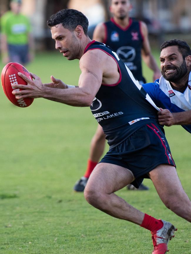 Pooraka's Matthew Rankine in action for the Bulls earlier this season. Picture: Christine Brown