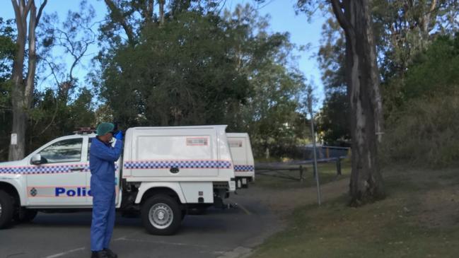 Police at Martin Sheils Park in Burleigh Heads where Shane Ross and his business partner Cameron Martin were gunned down.