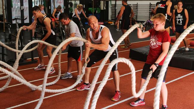 James Wanna takes Wetherill Park teenagers through a Massive Workout. Picture: Rohan Kelly