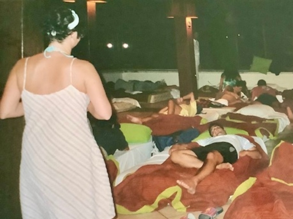 Guests sleeping in the restaurant after the Tsunami. Picture: Supplied.