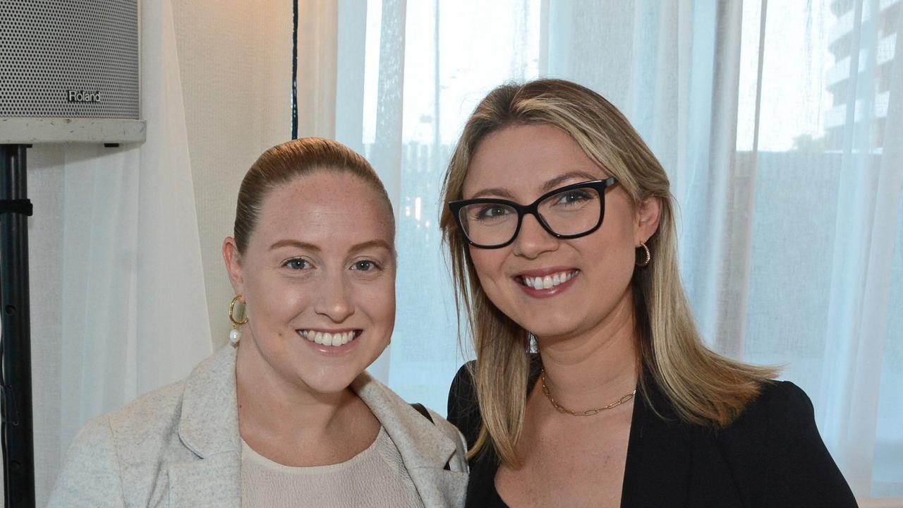 Kate McCarron and Carly Pagotto at Destination Gold Coast Stars of Tourism breakfast at Isoletto, The Star Gold Coast. Pic: Regina King