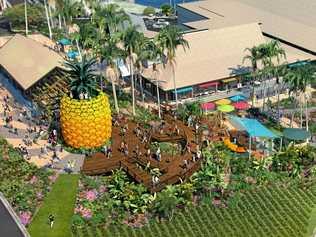 VISION: Artist's impressions of the revamped Big Pineapple's entrance and main hall. Picture: Contributed