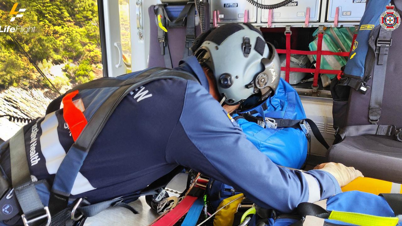 Footage has been revealed of a rescue at Mt Beerwah to save a 50-year-old man on February 19. Photo: Life Flight