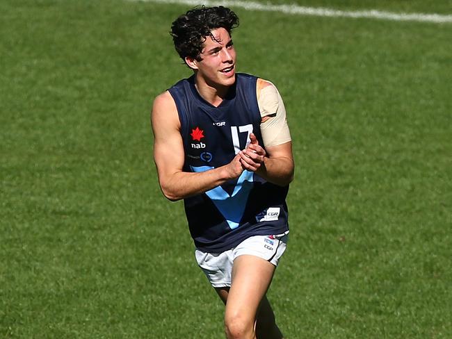 Adam Cerra celebrates a goal for Vic Metro earlier this year. Picture: Paul Kane/Getty Images