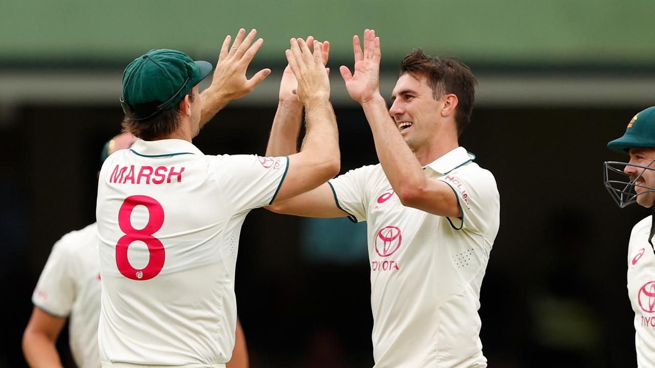 Cummins claimed his third-consecutive five-wicket haul on day one at the SCG. Picture: Darrian Traynor/Getty Images