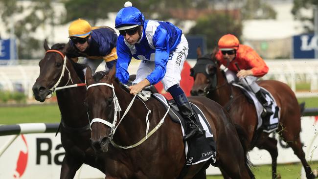 SYDNEY, AUSTRALIA - MARCH 23: Hugh Bowman on Winx wins race 5 the Agency George Ryder Stakesduring Golden Slipper Day at Rosehill Gardens on March 23, 2019 in Sydney, Australia. (Photo by Mark Evans/Getty Images)