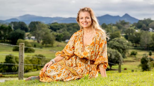 McLeod's Daughters star Bridie Carter at home on her Myocum property. Picture: Luke Marsden.