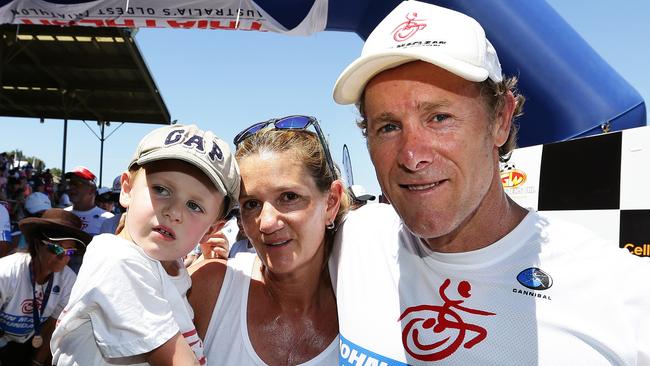 John Maclean with his wife Amanda and son Jack in Penrith. Pic Brett Costello