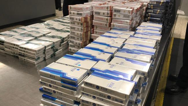 Illegal cigarettes seized at Melbourne Airport earlier this year.