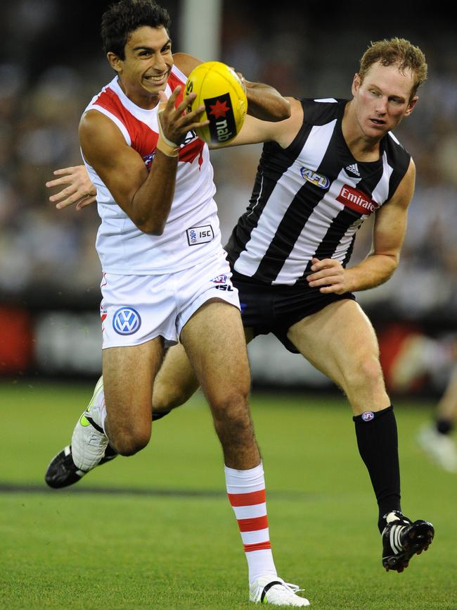 Trent Dennis-Lane playing with the Swans.