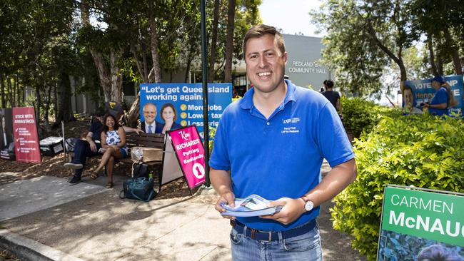 Queensland election. Seat of Redlands. Henry Pike (LNP). Polling Booth at Redland Bay community centre. Pic Mark Cranitch.