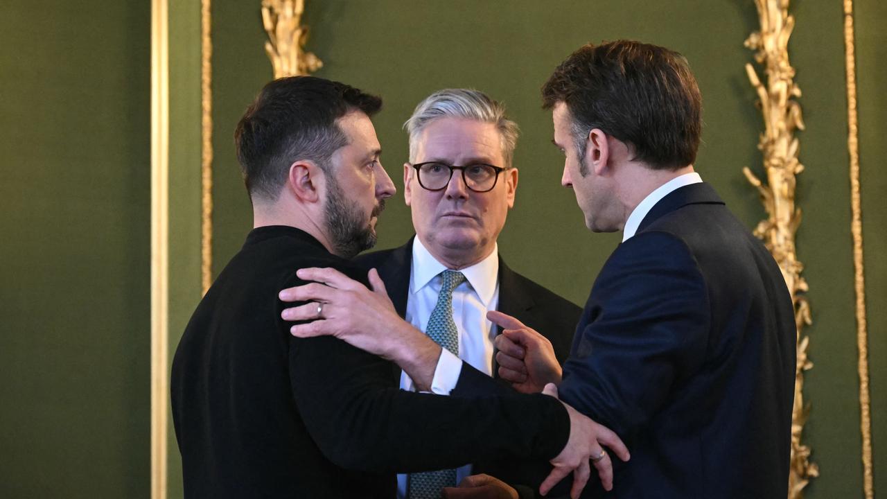 Mr Zelensky with Britain's Prime Minister Keir Starmer and France's President Emmanuel Macron on March 2, 2025. Picture: Justin Tallis/POOL/AFP