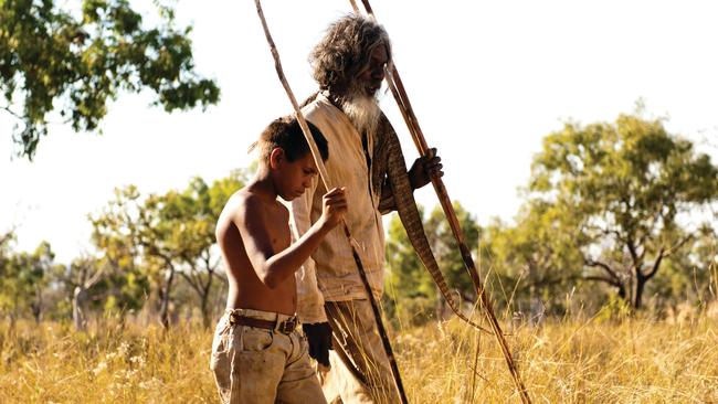 David Gulpilil and Cameron Wallaby in a scene from Satellite Boy.