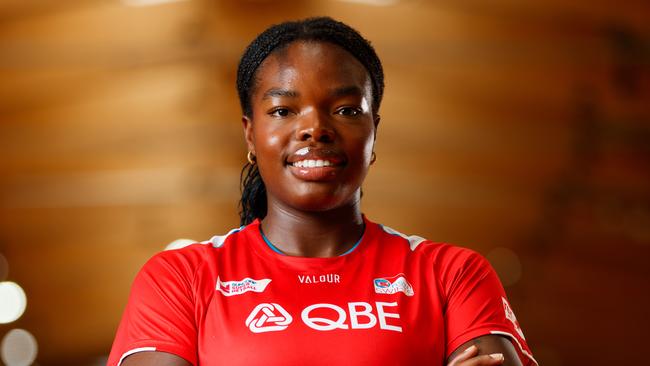 NSW Swifts import Grace Nweke will head into camp with her new club next week where she will face New Zealand’s Silver Ferns, having become ineligible for the team after her Super Netball switch. Photo: Max Mason-Hubers