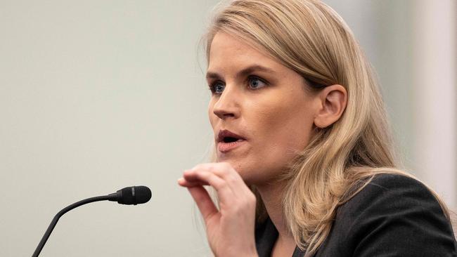 Former Facebook employee and whistleblower Frances Haugen testifies before a Senate Committee. Picture: AFP.