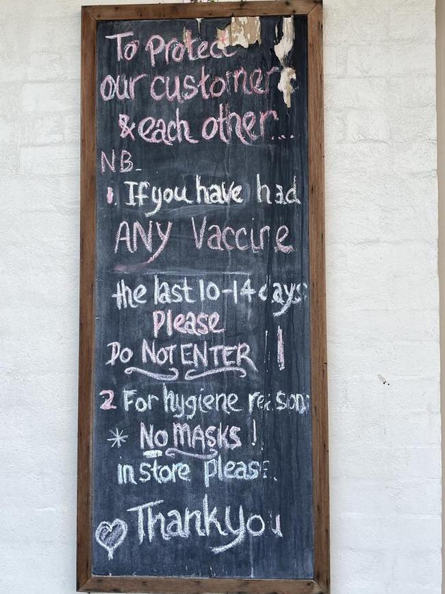 A sign which was outside The Organic Store.