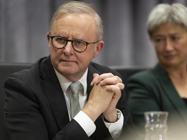 PERTH, AUSTRALIA - JUNE 03: Australian Prime Minister Anthony Albanese looks on during a federal cabinet meeting on June 03, 2025 in Perth, Australia. The Australian Prime Minister and the Federal Cabinet are visiting Western Australia after securing an increased majority for their Labor government at the May Federal Election. (Photo by Matt Jelonek/Getty Images)
