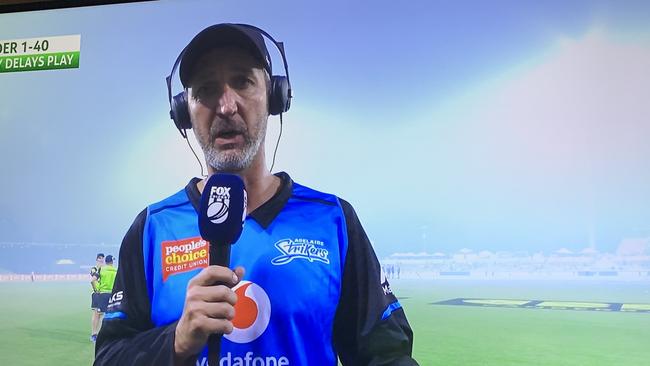 A TV grab of Strikers coach Jason Gillespie.