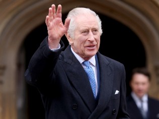 WINDSOR, ENGLAND - MARCH 31: King Charles III waves as he leaves after attending the Easter Mattins Service at at St. George's Chapel, Windsor Castle on March 31, 2024 in Windsor, England. (Photo by Hollie Adams - WPA Pool/Getty Images)