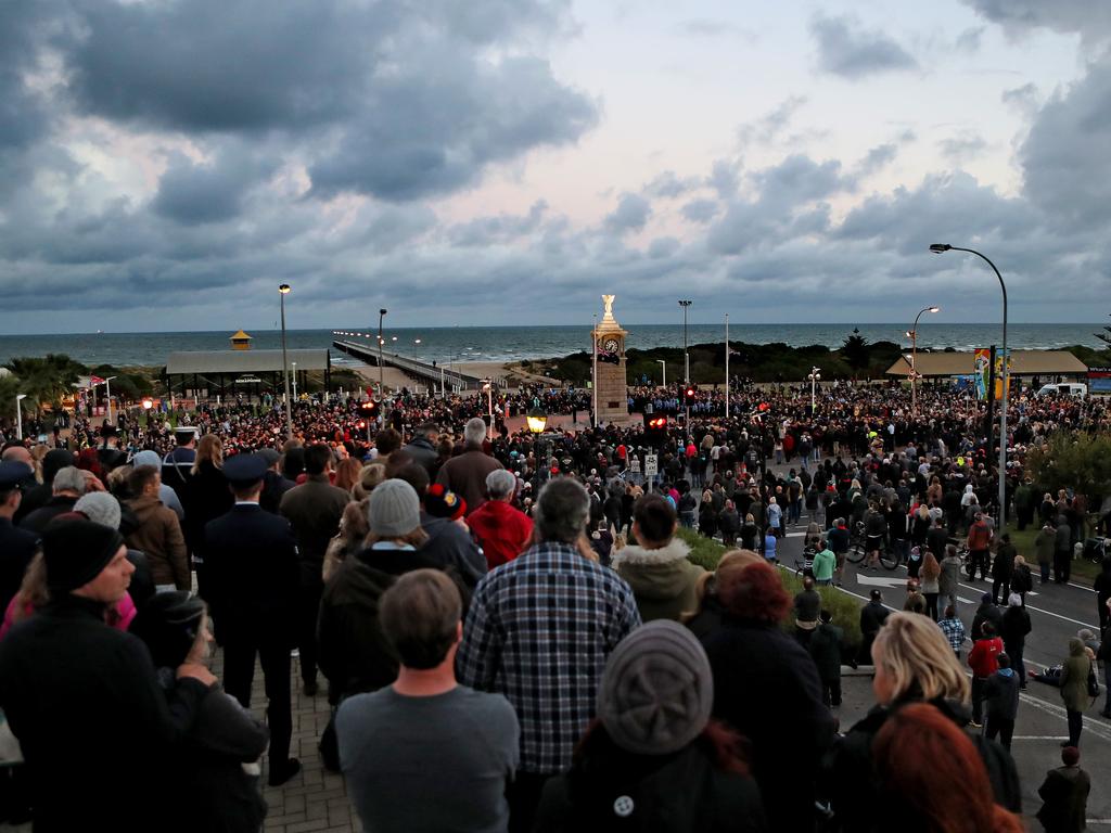 Hundreds gathered at Semaphore to mark the occasion. Picture: Dylan Coker