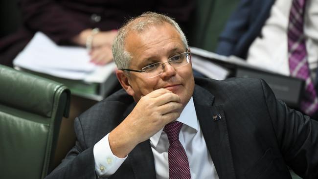 Australian Prime Minister Scott Morrison during Question Time at Parliament House in Canberra on Thursday. Picture: AAP Image/Lukas Coch