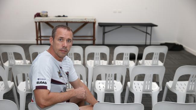 Burleigh coach Matt Foster sets up for a video session ahead of Saturday's Rugby League Gold Coast A grade grand final against Southport . Picture Glenn Hampson