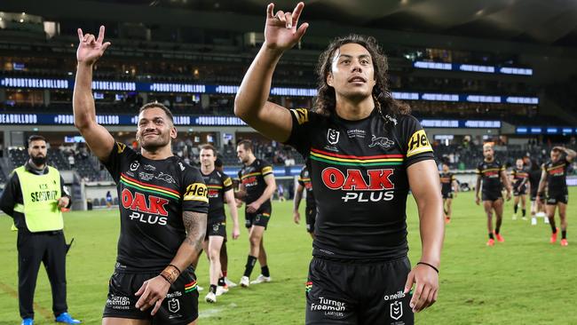Api Koroisau and Jarome Luai will be looking to get one over their former team this weekend. Picture: NRL Imagery